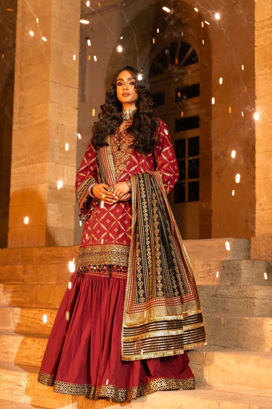 Alkaram | Spring Summer Festive 24 | Embroidered Cambric Red