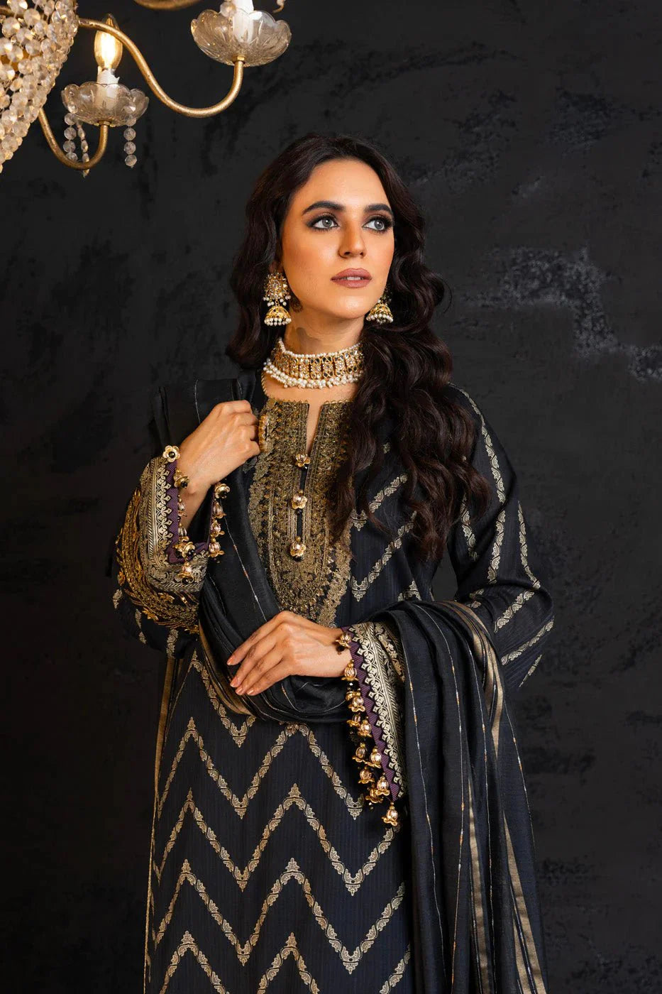 Alkaram | Spring Summer Festive 24 | Embroidered Dobby Black