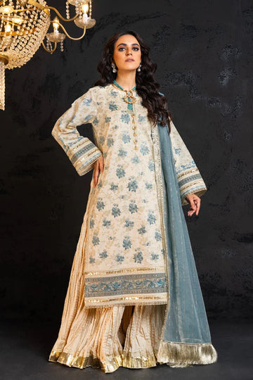 Alkaram | Spring Summer Festive 24 | Embroidered Dobby Cream