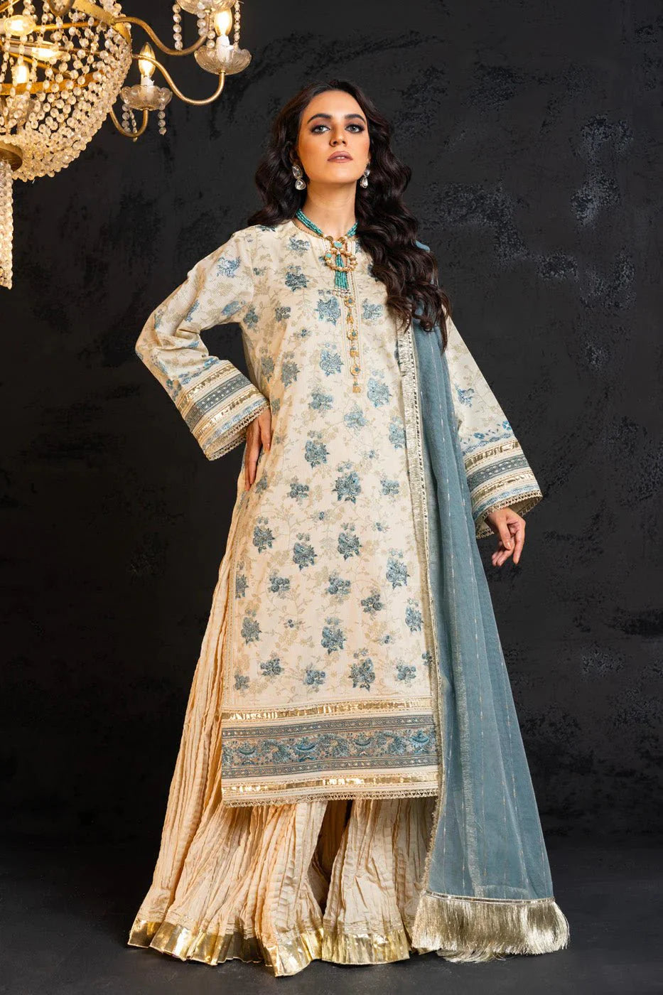 Alkaram | Spring Summer Festive 24 | Embroidered Dobby Cream