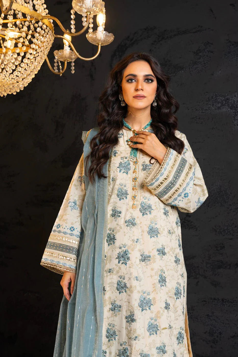 Alkaram | Spring Summer Festive 24 | Embroidered Dobby Cream