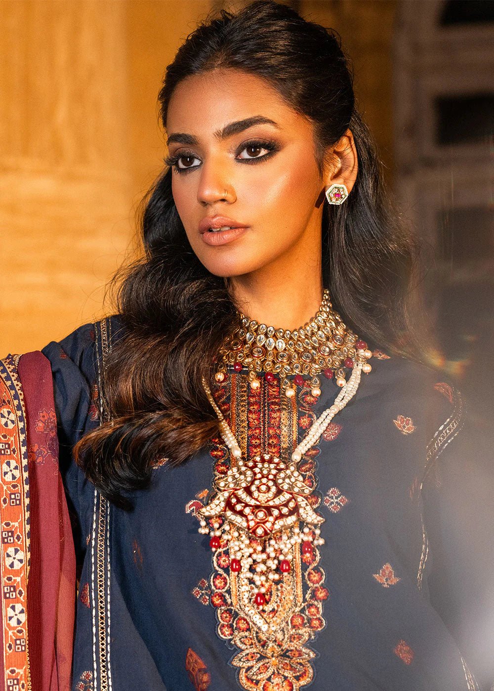 Alkaram | Spring Summer Festive 24 | Embroidered Dobby Dark Blue