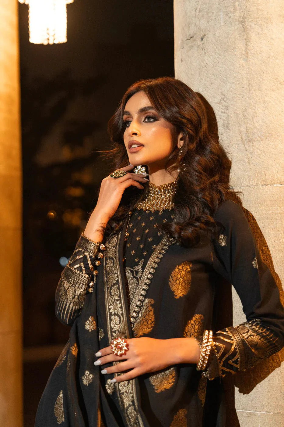 Alkaram | Spring Summer Festive 24 | Embroidered Jacquard Black