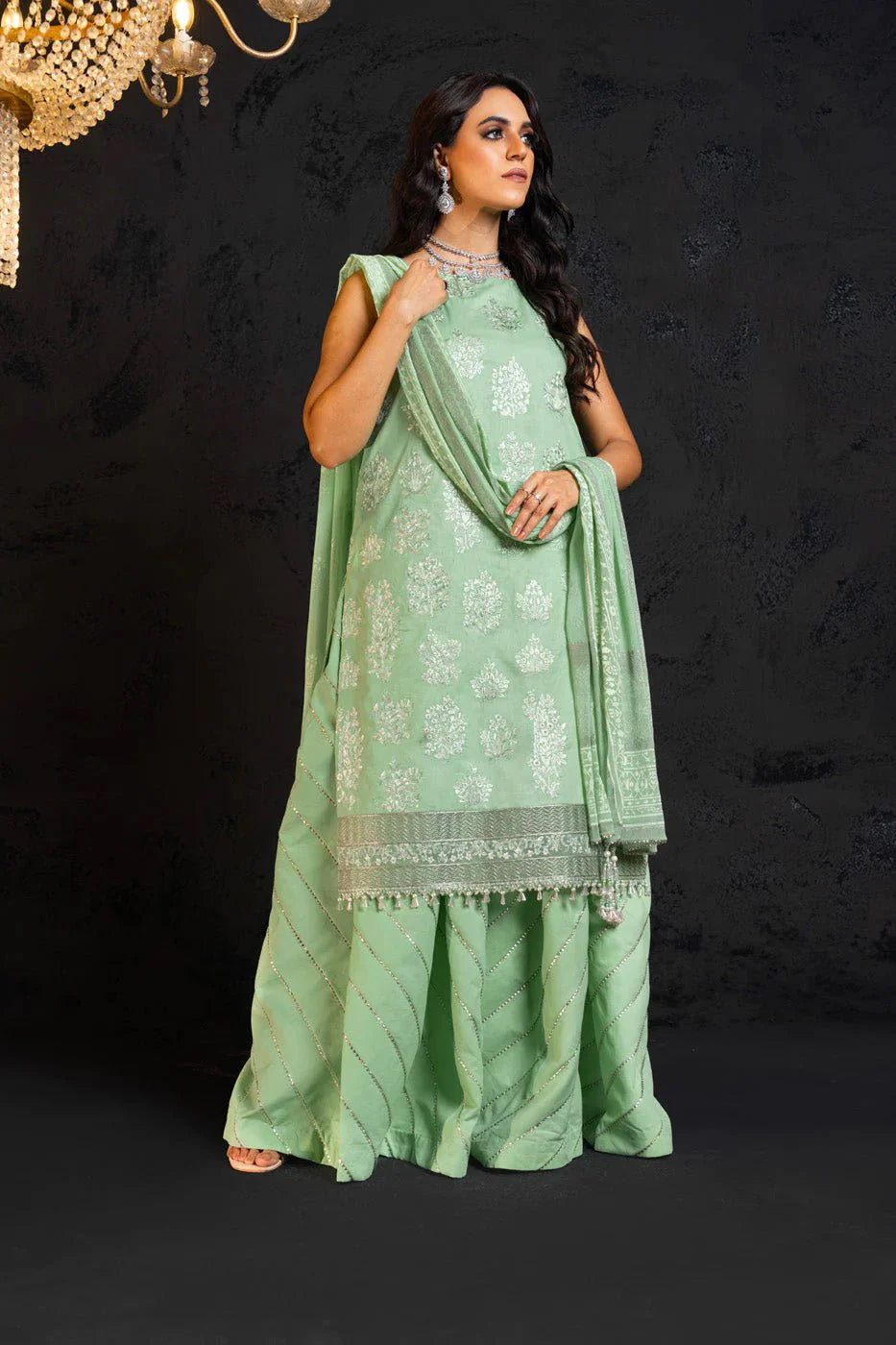 Alkaram | Spring Summer Festive 24 | Embroidered Lawn Mint