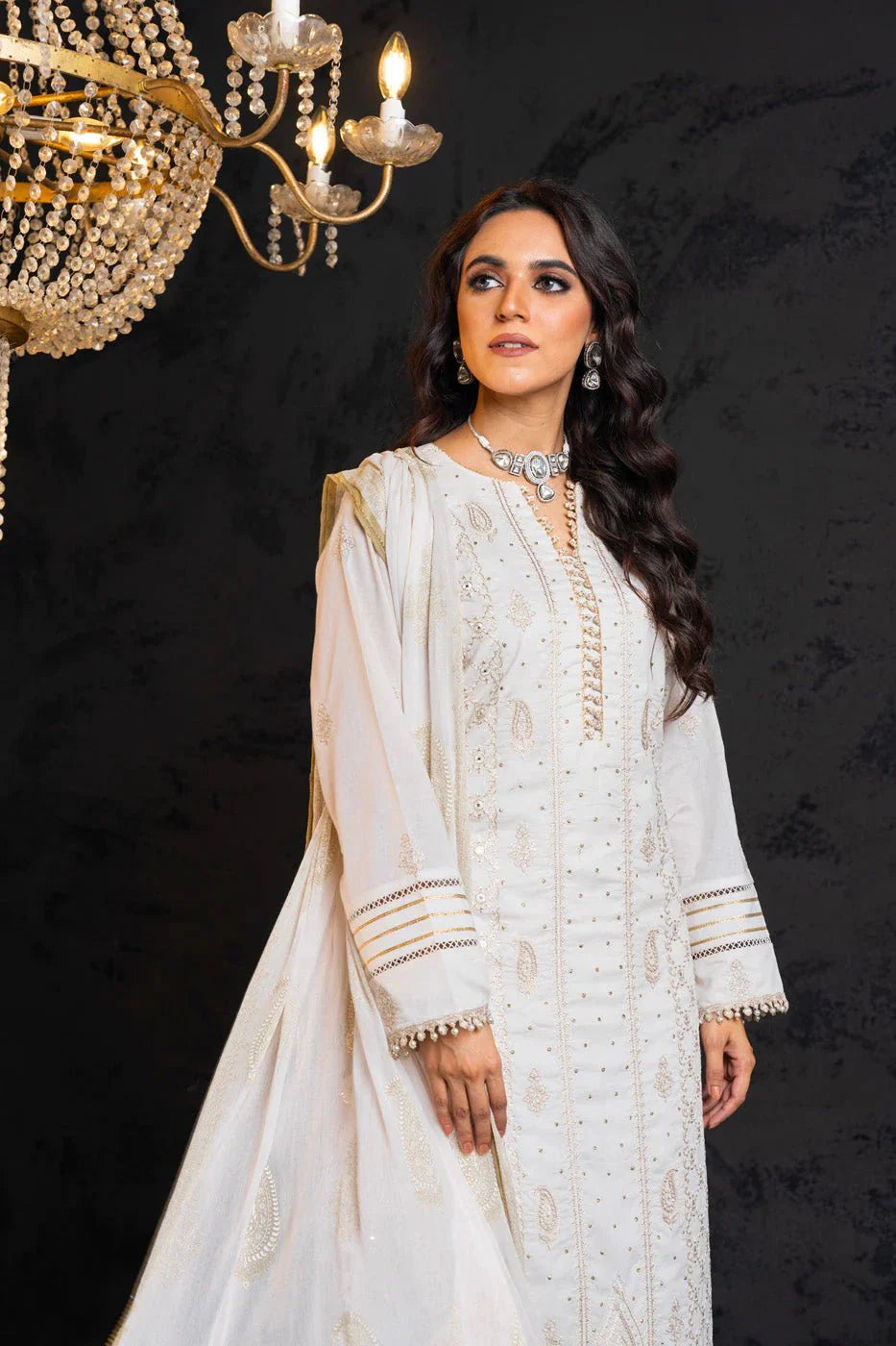 Alkaram | Spring Summer Festive 24 | Embroidered Lawn White