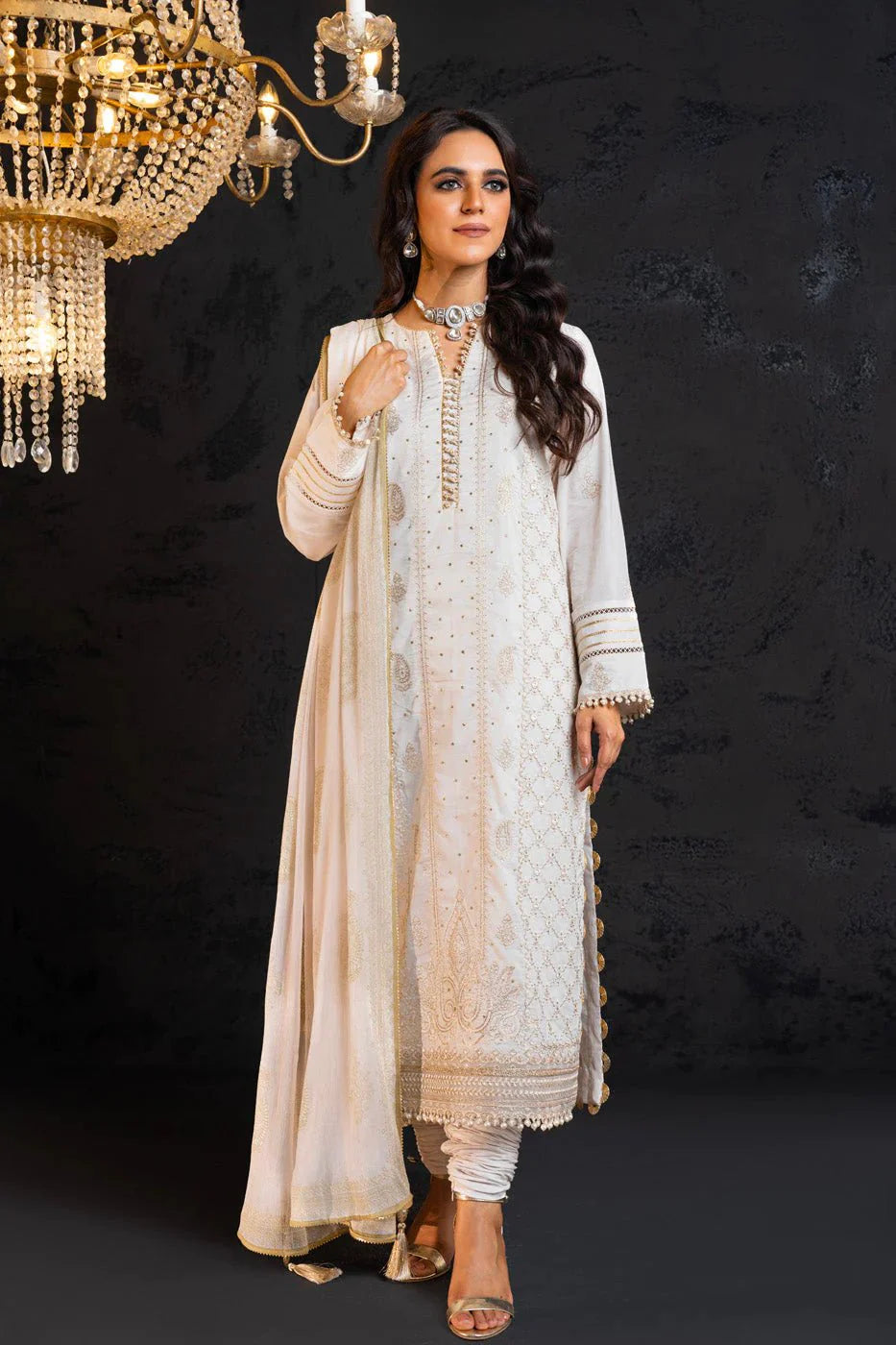 Alkaram | Spring Summer Festive 24 | Embroidered Lawn White