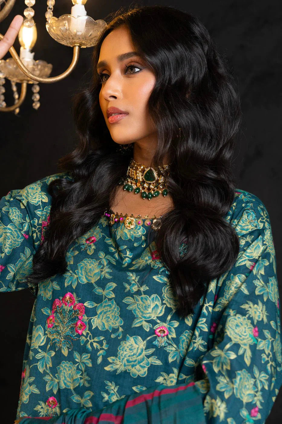 Alkaram | Spring Summer Festive 24 | Embroidered Two Way Slub Teal