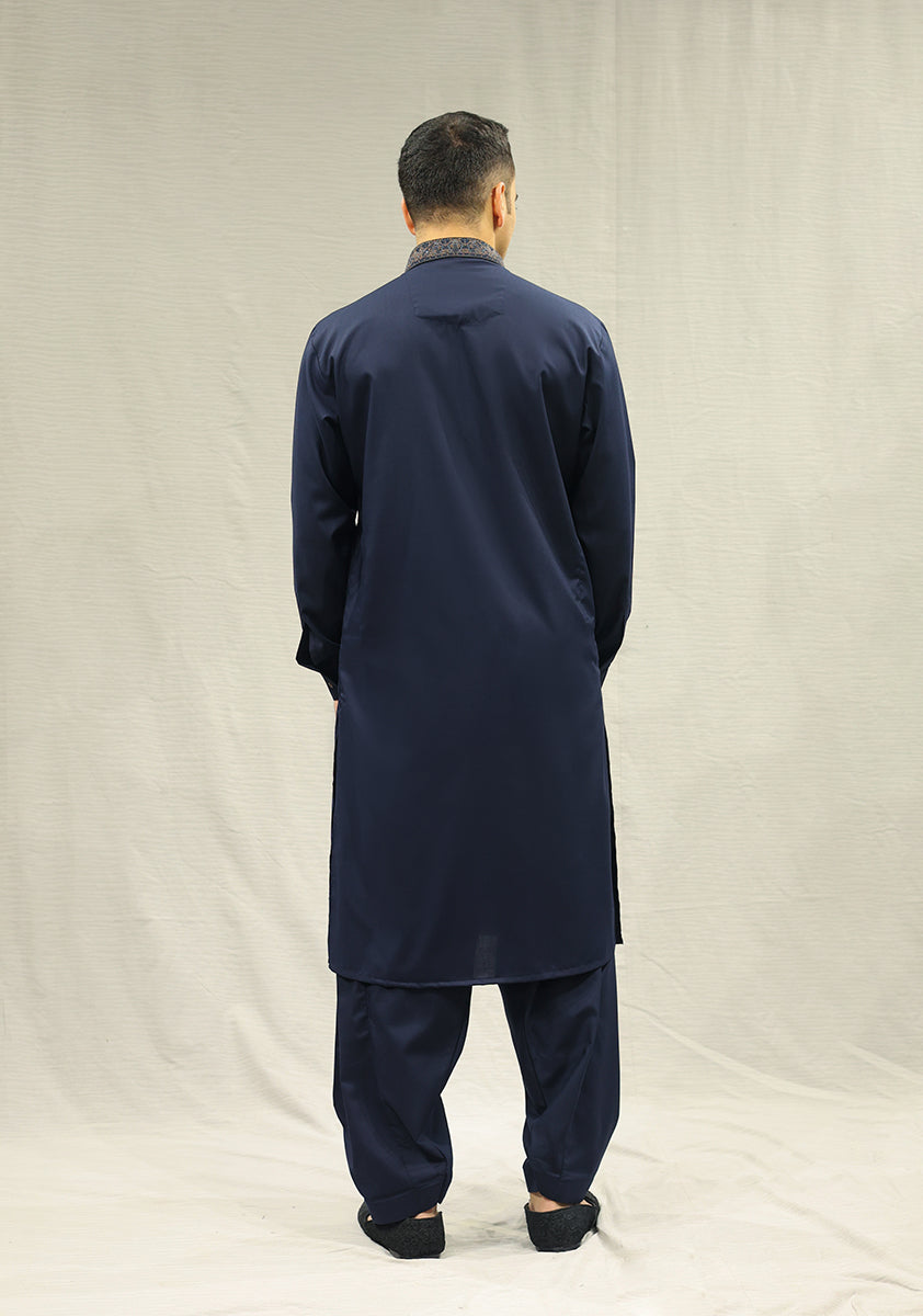 Pakistani Menswear | Amir Adnan - Classic Poly Viscose Salute Slim Fit Embroidered Suit