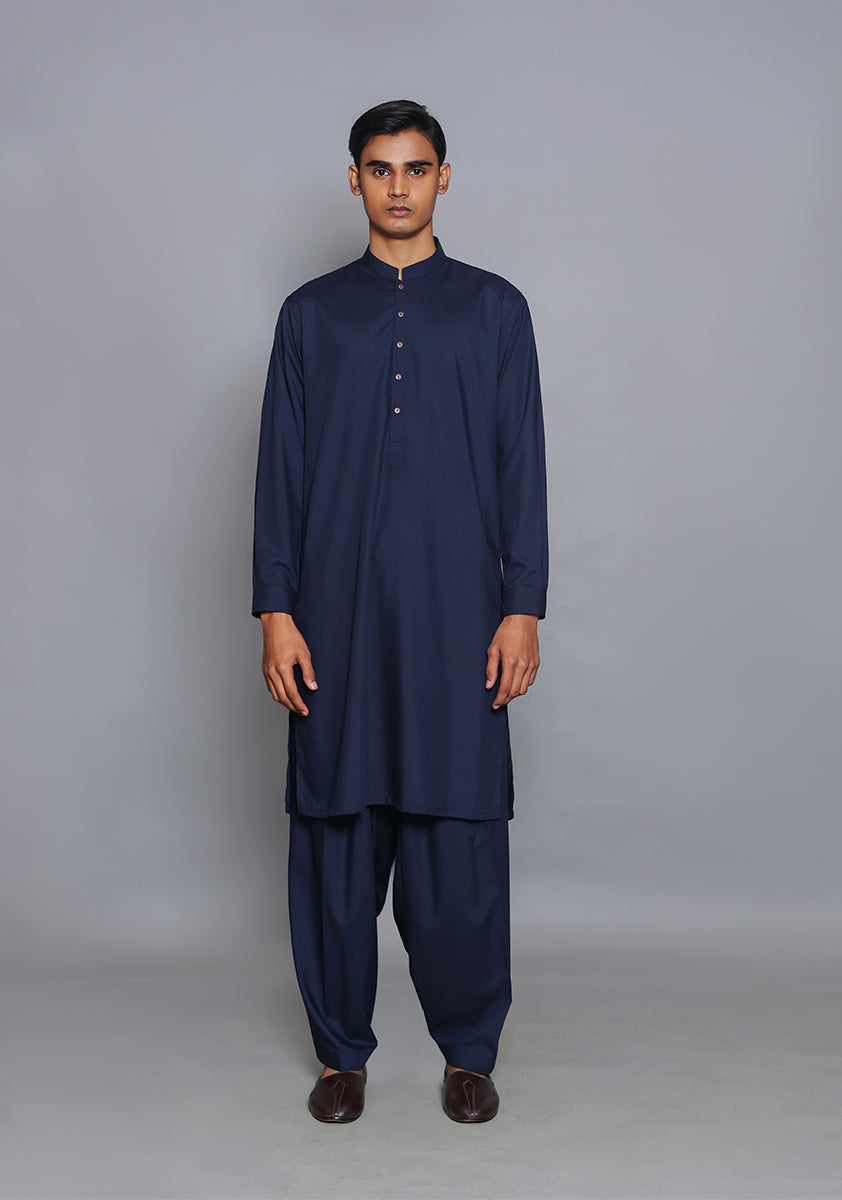 Pakistani Menswear | Amir Adnan - Basic Poly Viscose Navy Blazer Classic Fit Suit