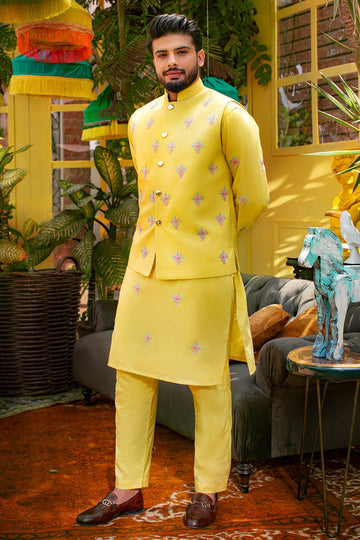 Pakistani Menswear | Ansab Jahangir | YELLOW RENDEZVOUS
