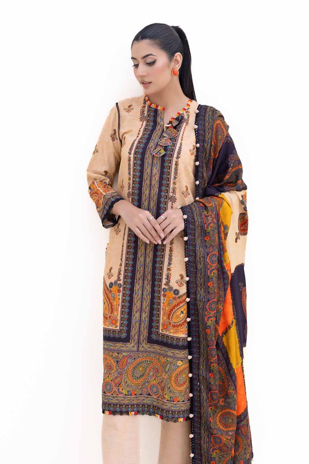 Gul Ahmed | Winter Collection 24 | Khaddar Suit with Printed Pashmina Dupatta AP-42031
