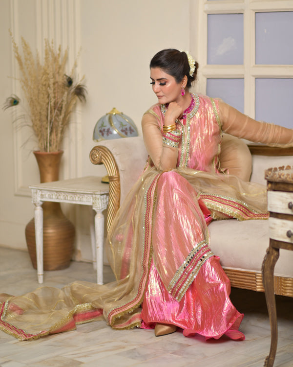 Zar | Formals Wear | Golden/Pink