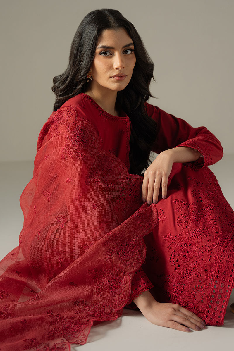 Cross Stitch | Chikankari Lawn 25 | CARMINE GRIS