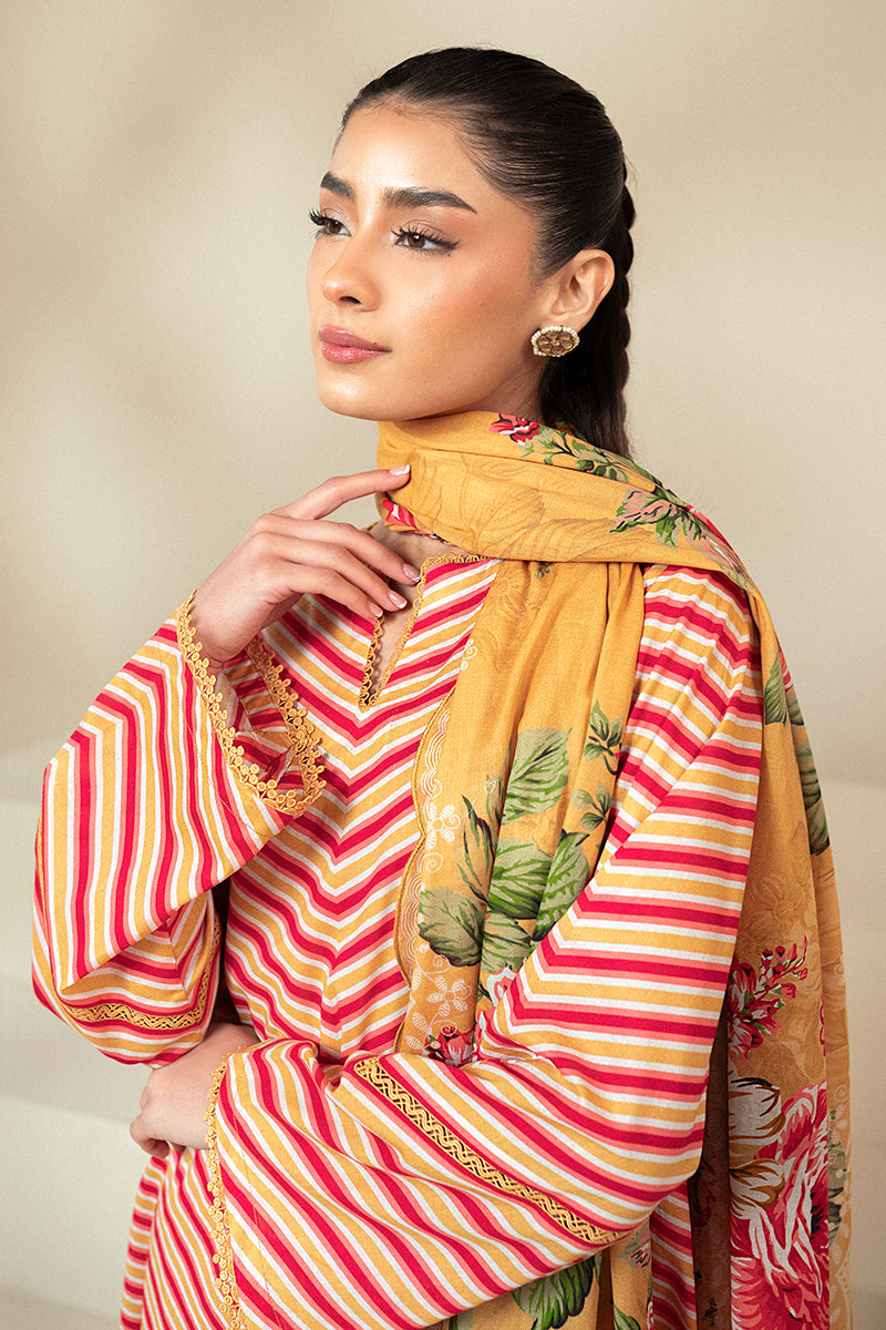 Cross Stitch | Daily Lawn 24 | GOLDEN ROSADO-3 PIECE LAWN SUIT