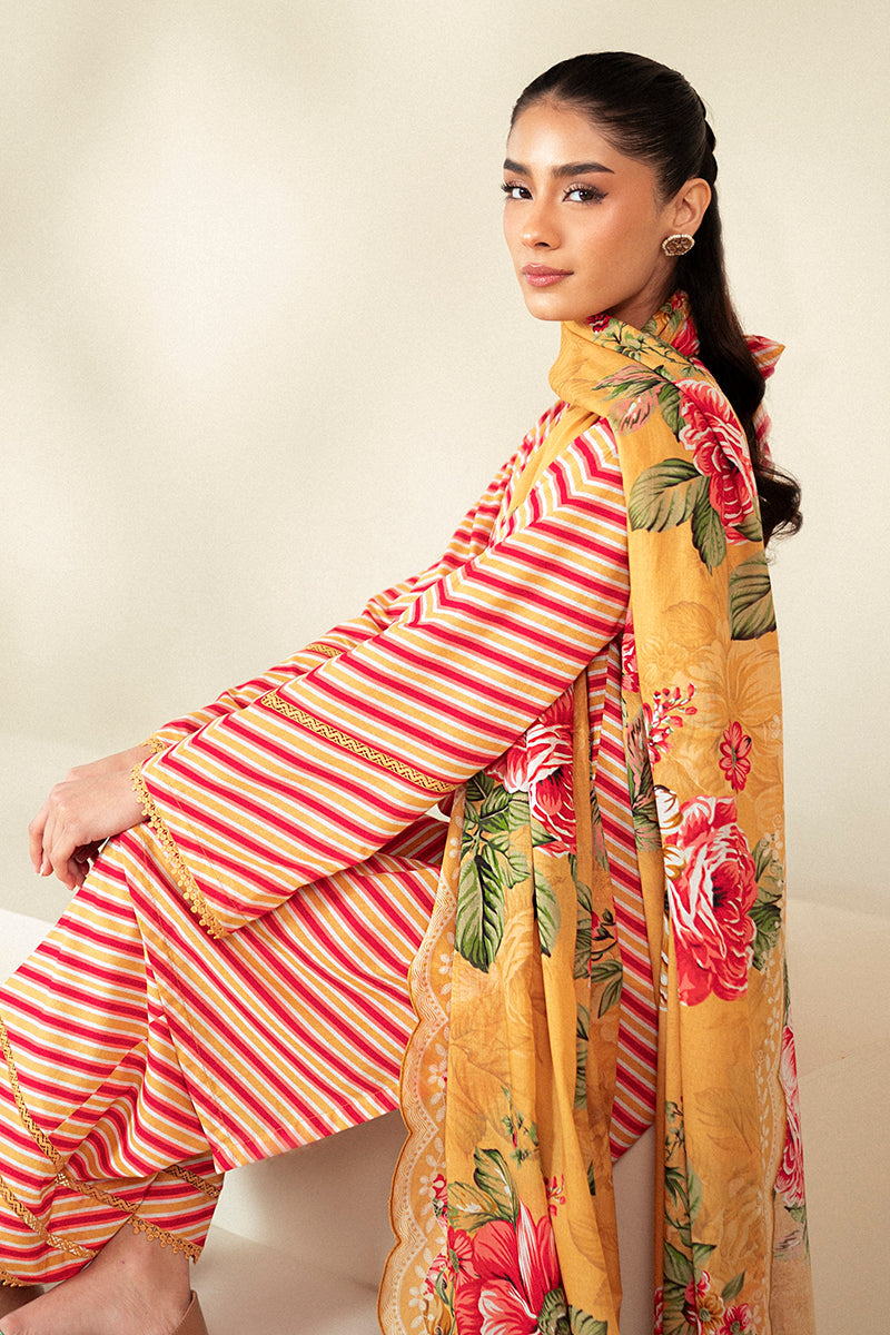 Cross Stitch | Daily Lawn 24 | GOLDEN ROSADO-3 PIECE LAWN SUIT