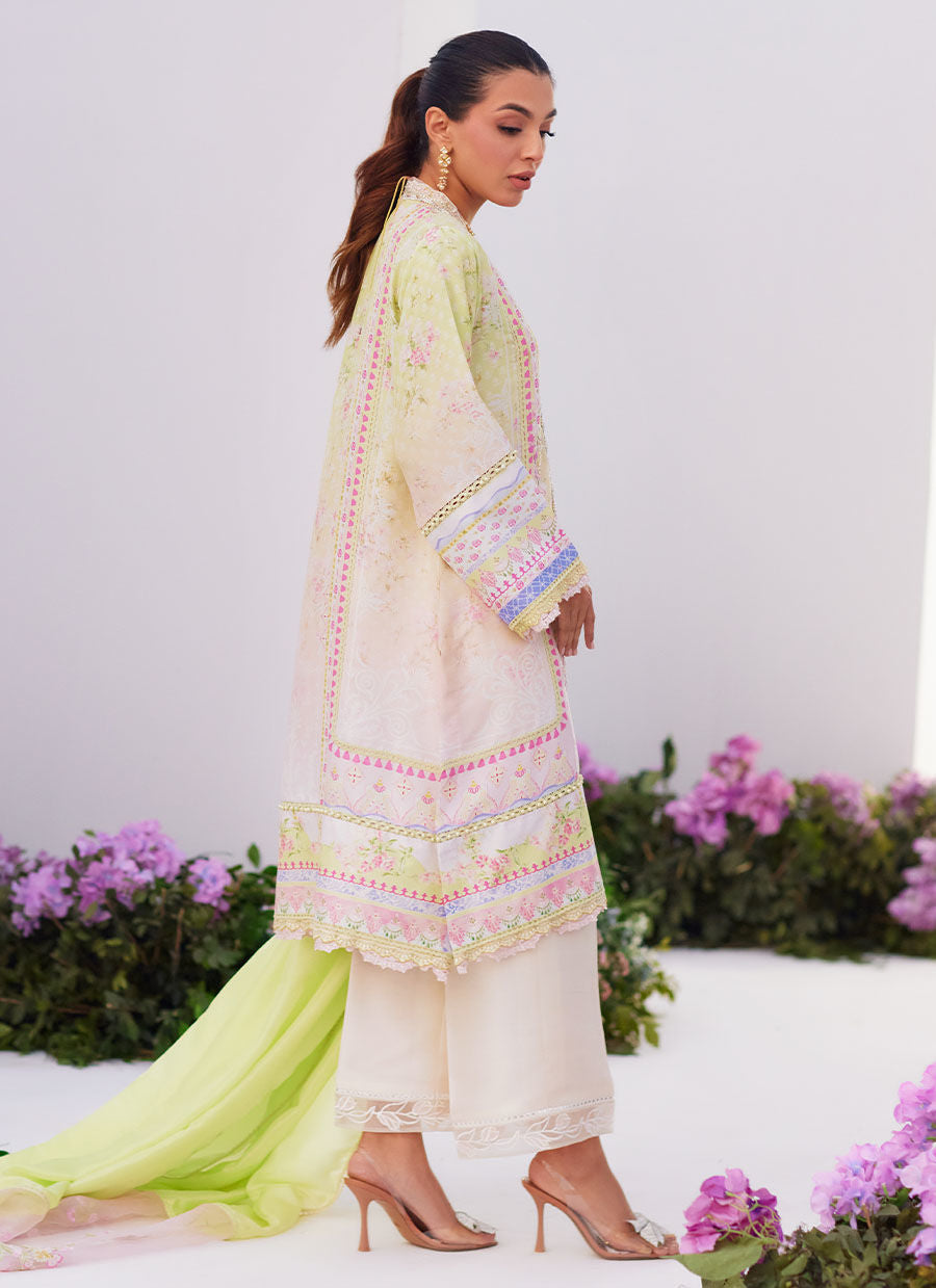 Farah Talib Aziz | Zaza Prints 24 | PEAR OMBRÃ SHIRT AND DUPATTA