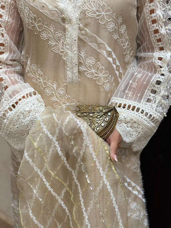 Layla Chatoor | Luxury Pret | Off-White Chikankari Set