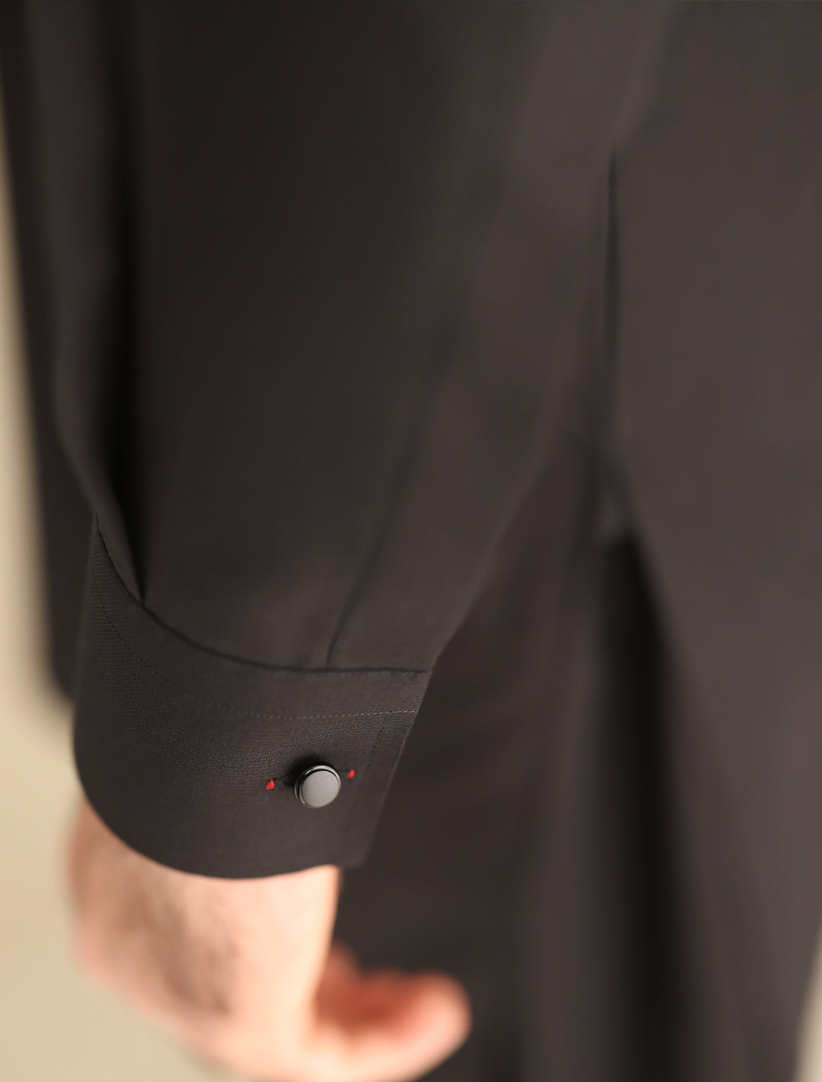 Pakistani Menswear | Ismail Farid - BLACK MANDARIN COLLAR KAMEEZ SHALWAR