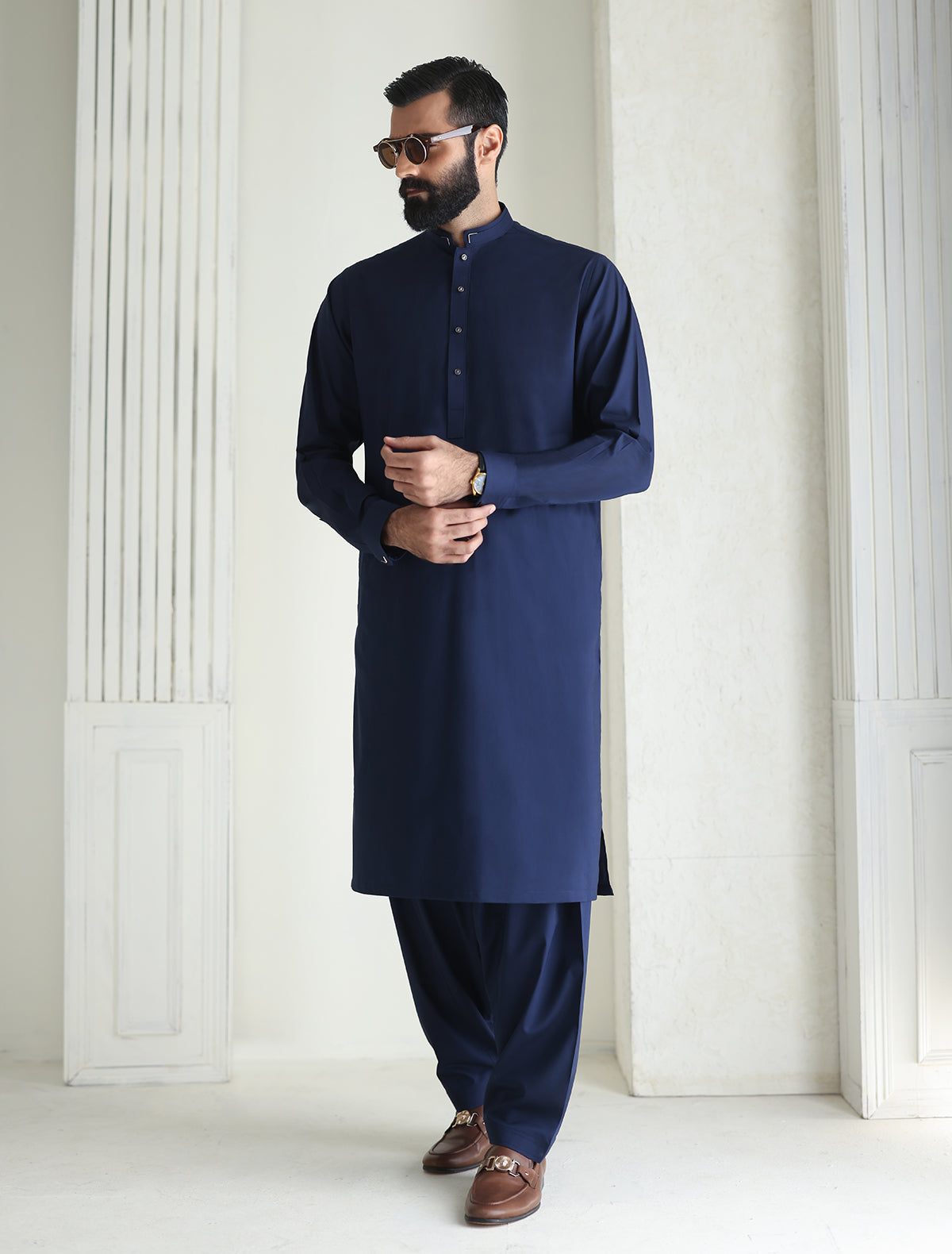 Pakistani Menswear | Ismail Farid - BLUE PREMIUM KAMEEZ SHALWAR