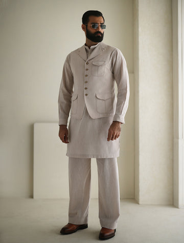 Pakistani Menswear | Ismail Farid - LIGHT BEIGE WAISTCOAT