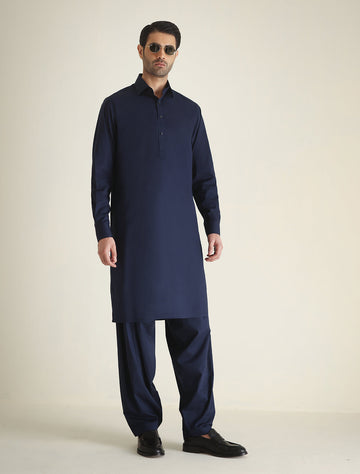 Pakistani Menswear | Ismail Farid - BLUE CLASSIC KAMEEZ SHALWAR