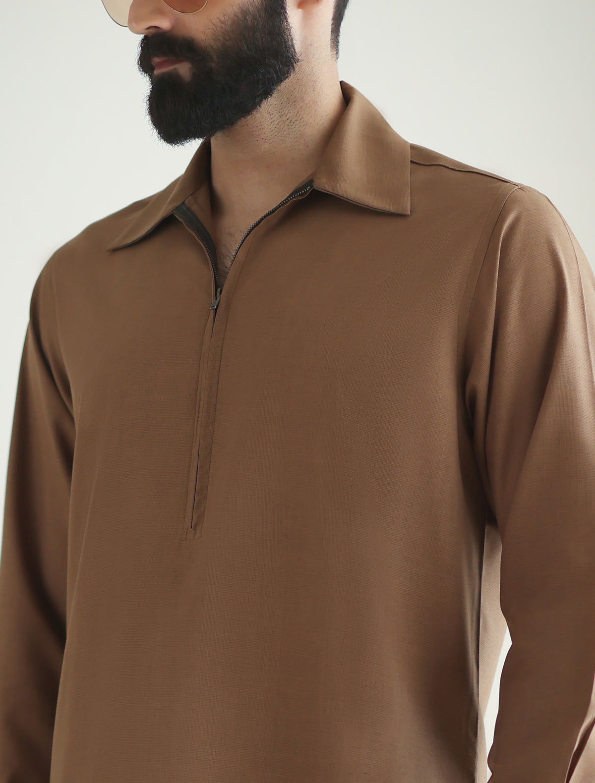 Pakistani Menswear | Ismail Farid - TAN DESIGNER KURTA PAJAMA