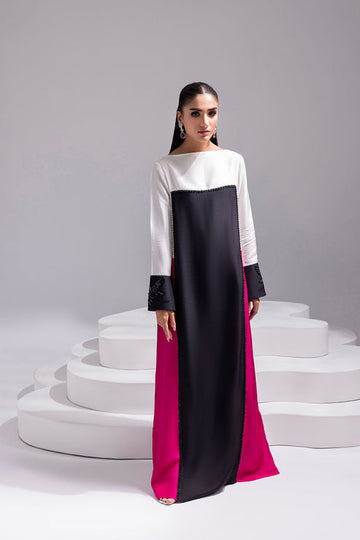 Amani | Aira Festive Wear | LYRA â Floor-Length Color Block Kaftan in Raw Silk