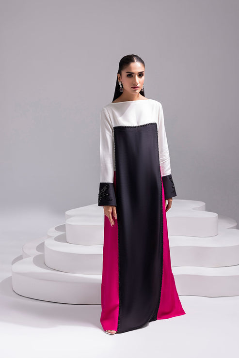 Amani | Aira Festive Wear | LYRA â Floor-Length Color Block Kaftan in Raw Silk