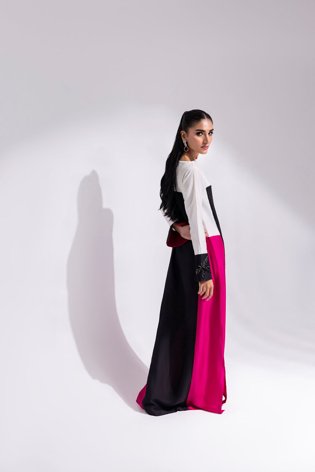 Amani | Aira Festive Wear | LYRA â Floor-Length Color Block Kaftan in Raw Silk