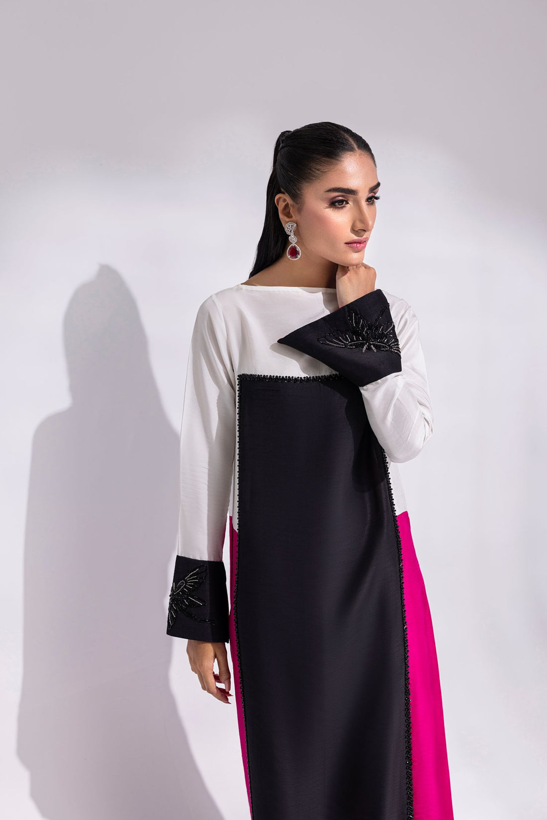 Amani | Aira Festive Wear | LYRA â Floor-Length Color Block Kaftan in Raw Silk