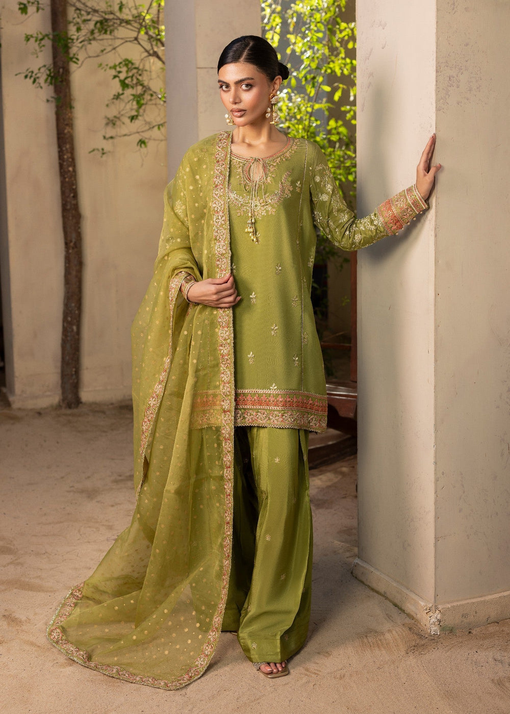 Diara Couture | Rangrez Luxe Pret | DF-49 - OLIVE GREEN