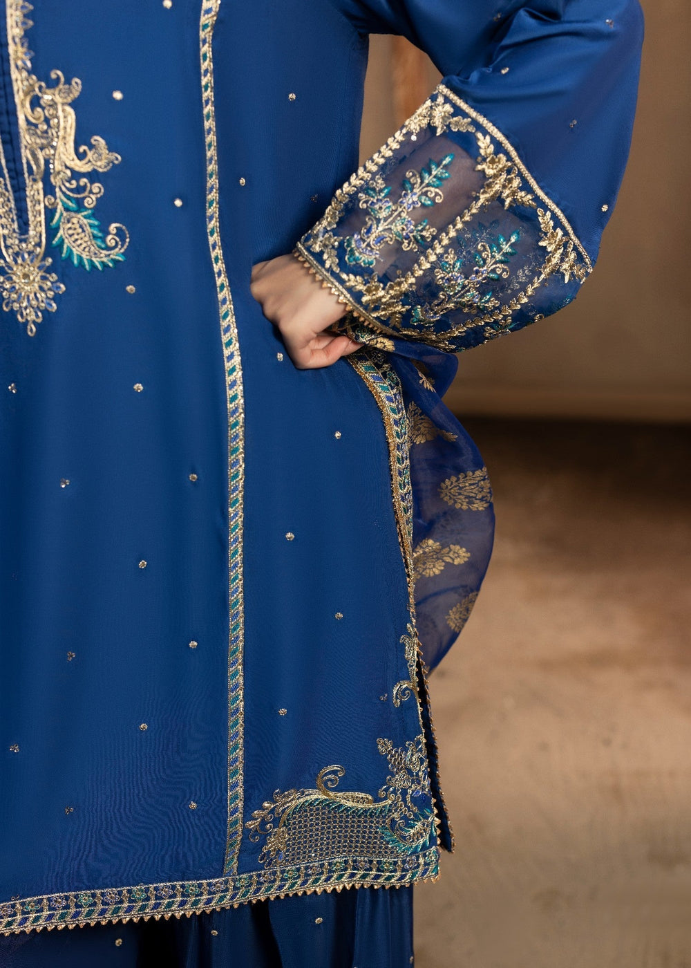 Diara Couture | Rangrez Luxe Pret | DF-50 - NAVY BLUE