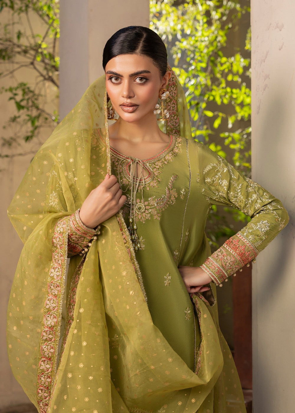 Diara Couture | Rangrez Luxe Pret | DF-49 - OLIVE GREEN