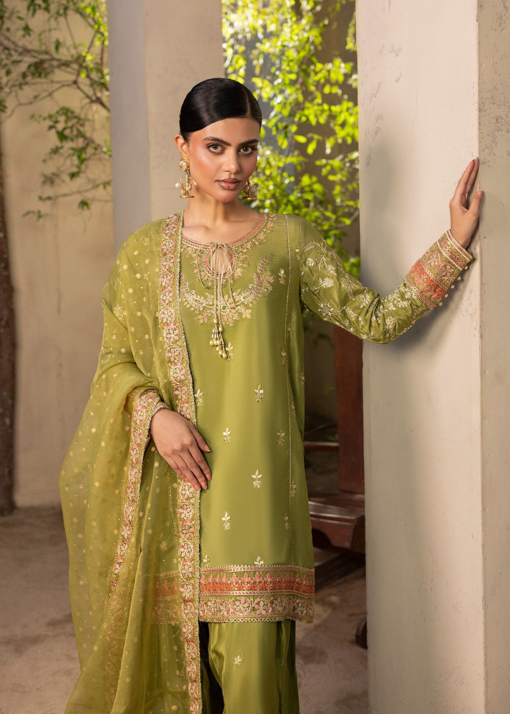 Diara Couture | Rangrez Luxe Pret | DF-49 - OLIVE GREEN