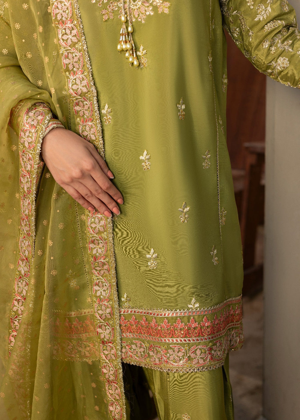 Diara Couture | Rangrez Luxe Pret | DF-49 - OLIVE GREEN