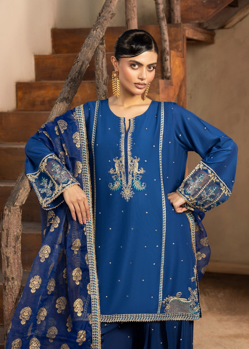 Diara Couture | Rangrez Luxe Pret | DF-50 - NAVY BLUE