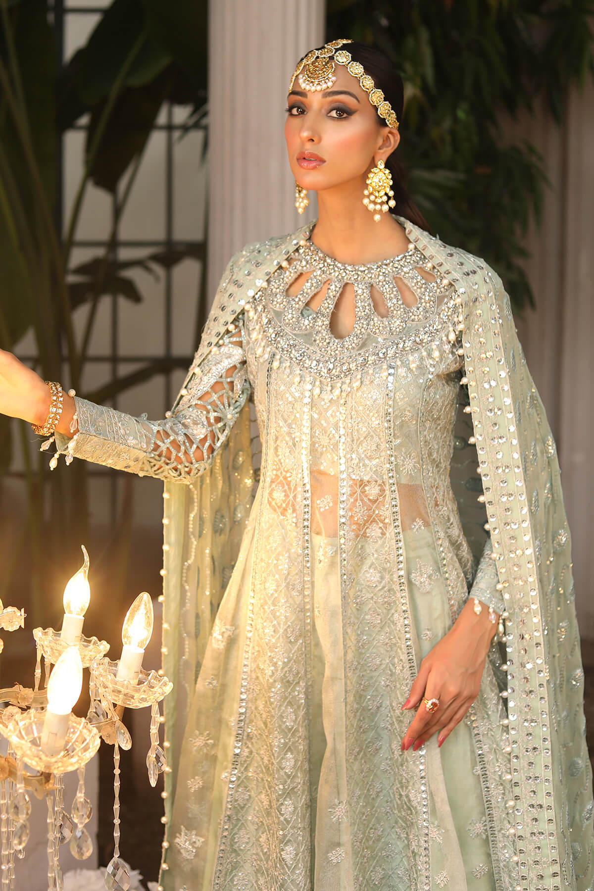Raeesa Premium | Wajadan Wedding Formals | WD-2 Pea Green