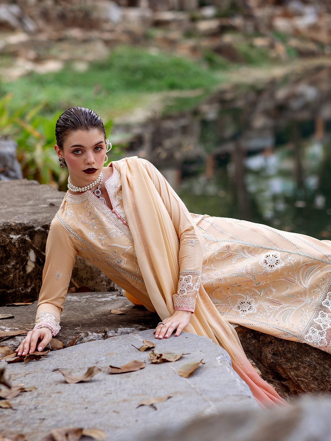 Roheenaz | Dahlia Embroidered Lawn 24 | Magnolia