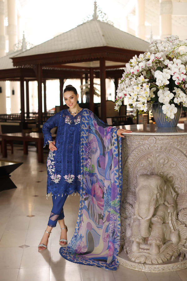 Noor by Saadia Asad | Luxury Chikankari Lawnâ24 | D10-B Blue Electric