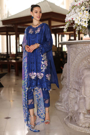 Noor by Saadia Asad | Luxury Chikankari Lawnâ24 | D10-B Blue Electric