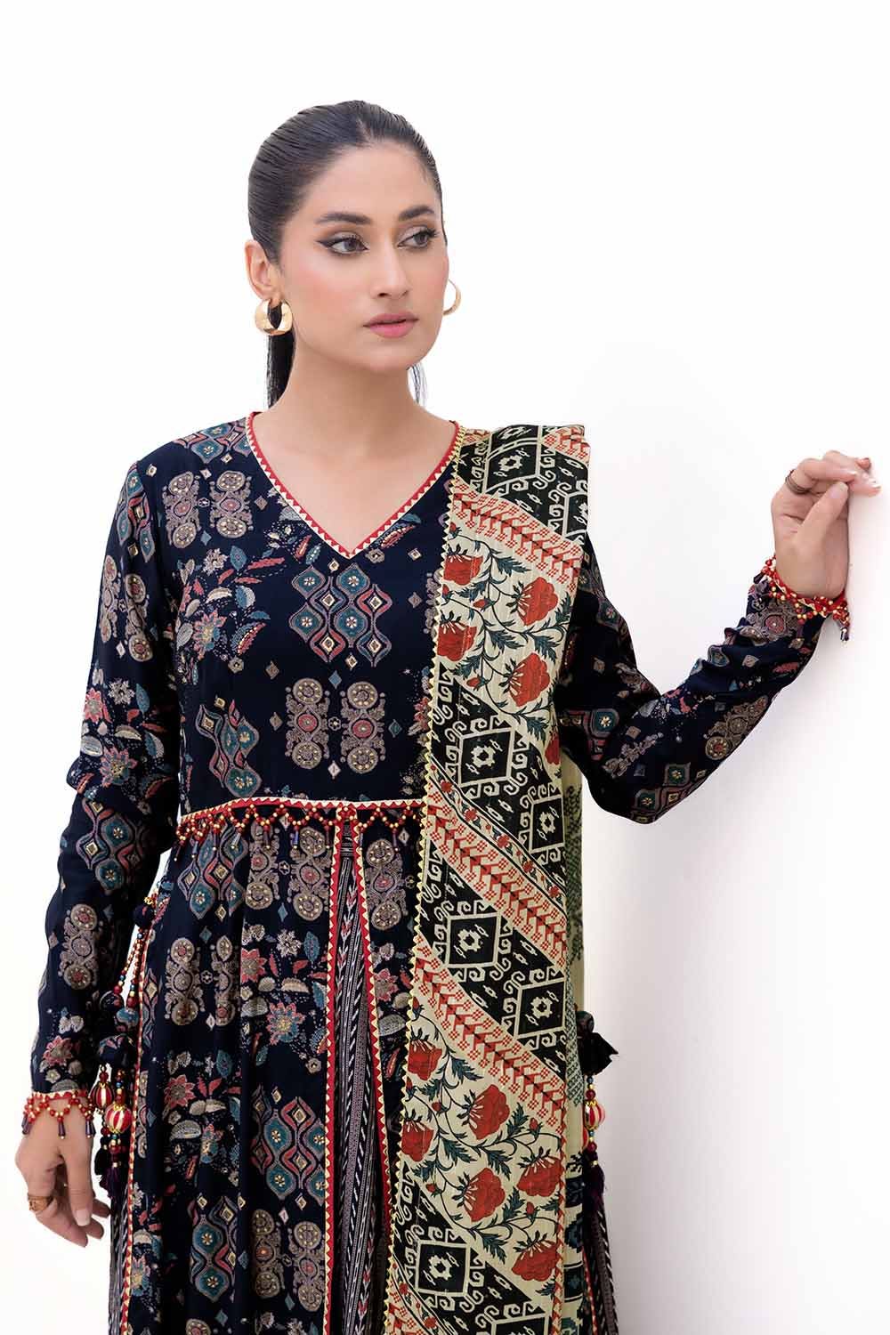 Gul Ahmed | Winter Collection 24 | Gold Printed Polyestor Suit with Printed Sequins Stripe Dupatta SP-42045